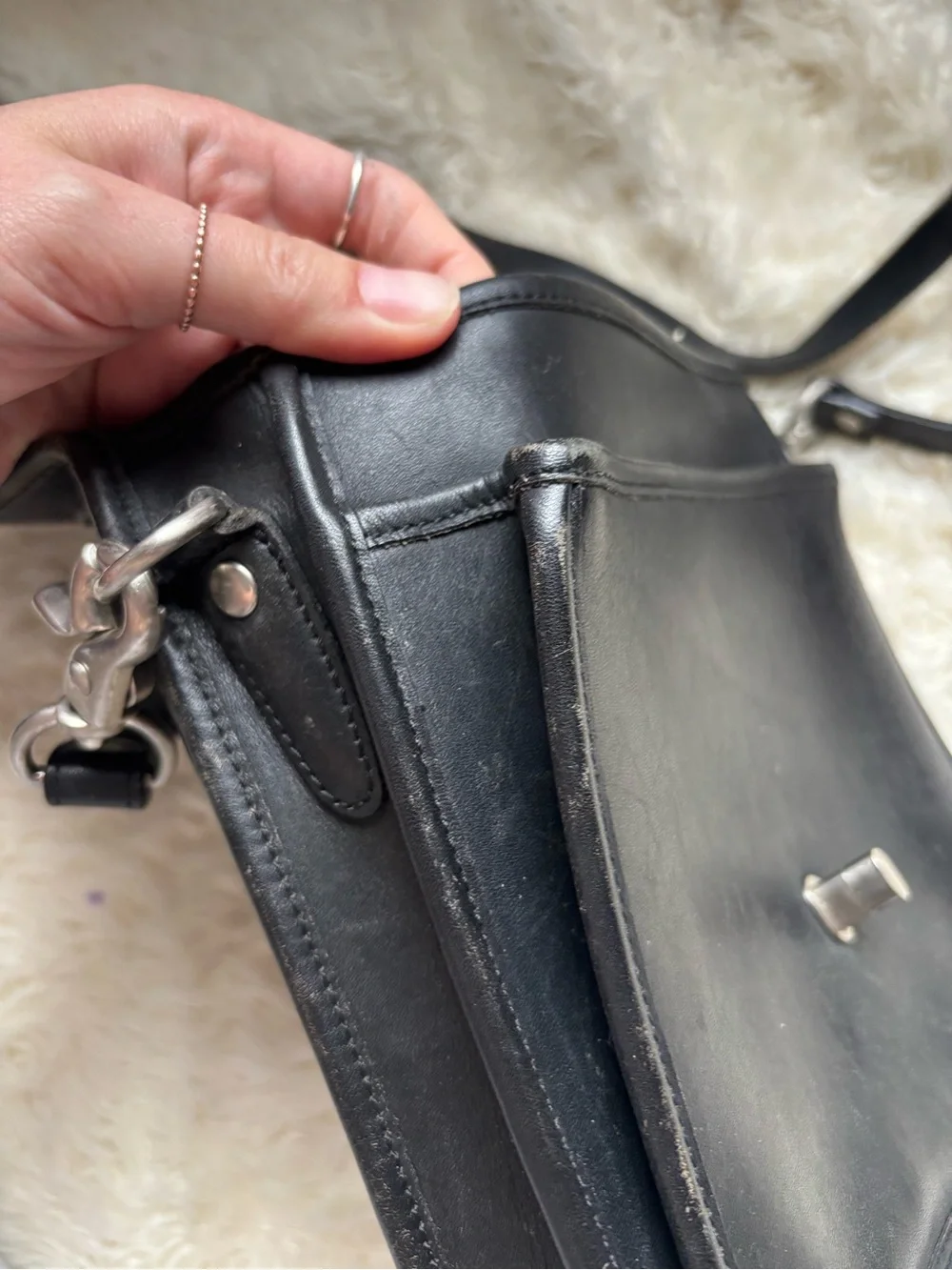 Kirkland Signature Black Leather Women's Satchel Crossbody